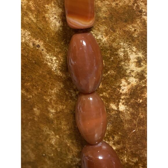 Carnelian Agate Necklace Hand Knotted with Sterling Clasp Long Vintage Chunky - Picture 5 of 6